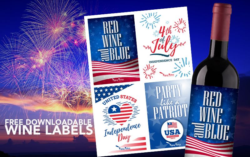 Downloadable 4th of July wine labels