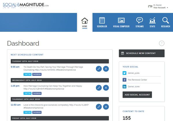 Social Media Control Panel Dashboard