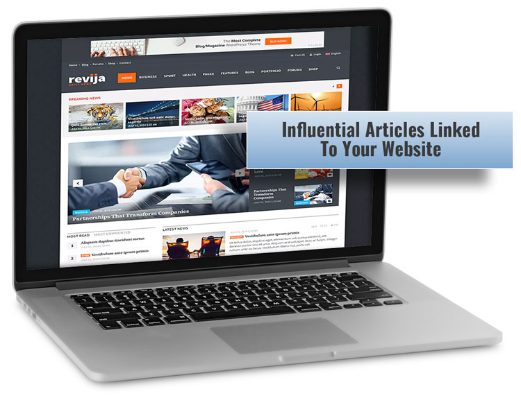 Back link services - Influential articles linked to your website