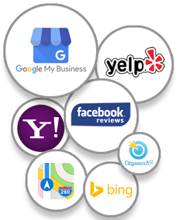 Local Listing Providers, Google My Business, Yelp, Yahoo, Facebook, Apple Maps, CitySearch and Bing